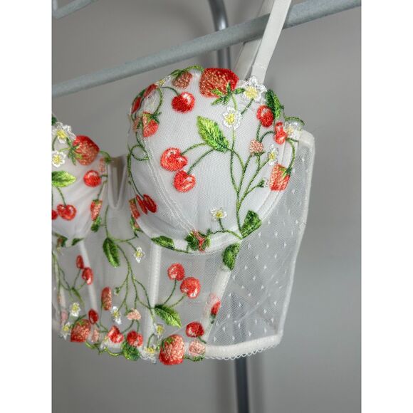 Victoria's Secret Strawberry Cherry Bustier Bra Corset Dream Angels XS/S - Picture 2 of 4